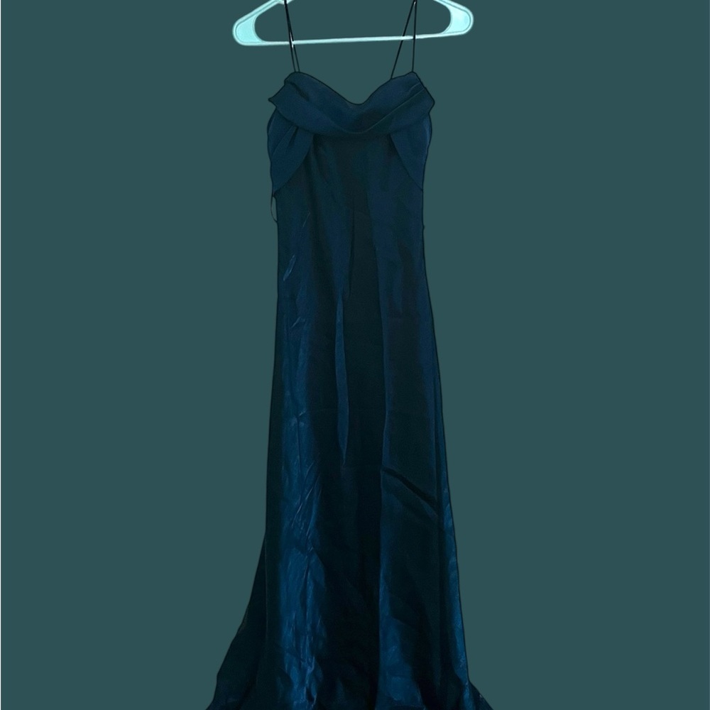 Dark Navy Teal Sleek Formal Dress